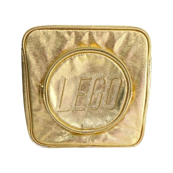LEGO Gold Shiny Metallic Crossbody Bag Purse Tote 10 X 10 X 4 - Picture 1 of 16